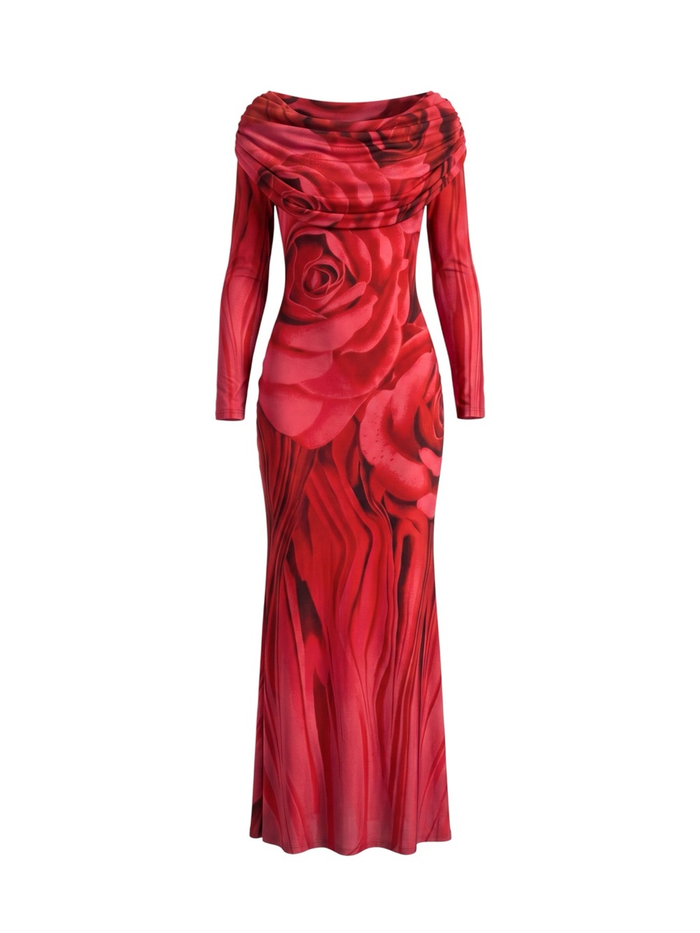AFRM Organic Rose Maxi Dress S Off Shoulder Contoured Stretch Floral Lined